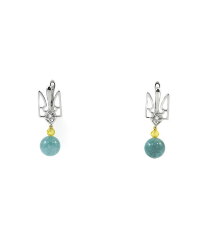 Exclusive earrings "Dreaminess" Aquamarine, Zircon