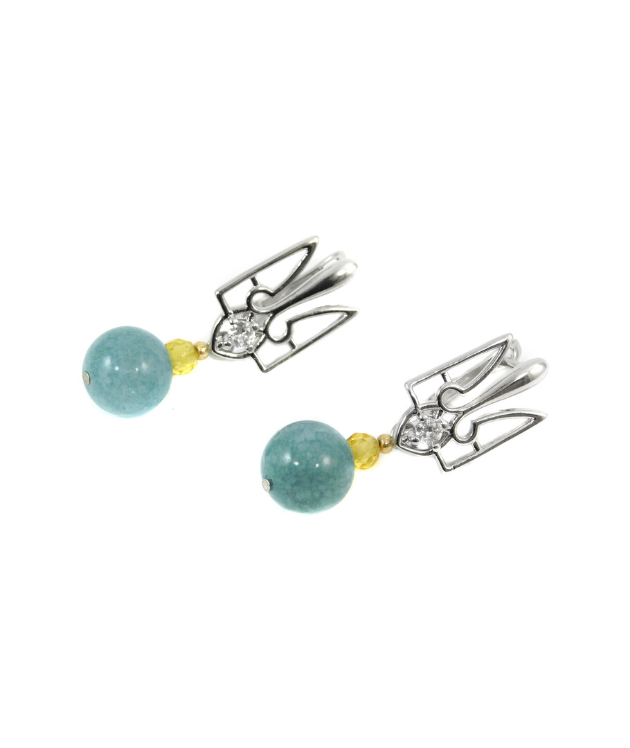 Exclusive earrings "Dreaminess" Aquamarine, Zircon