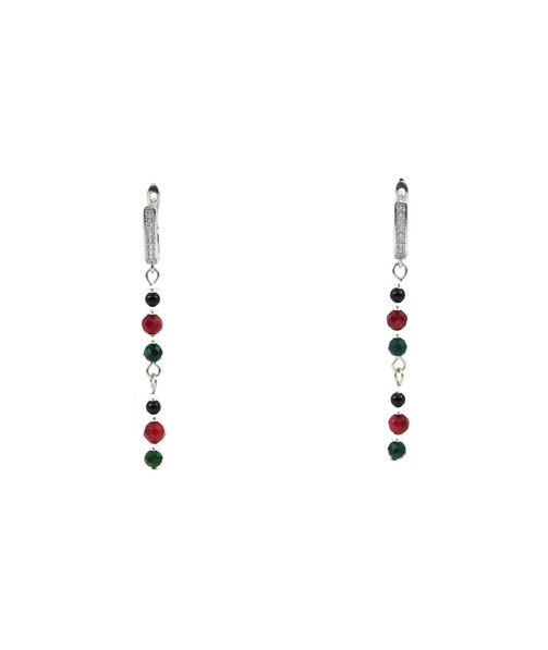 Exclusive earrings "Vyrlytsia" Coral, Onyx, Malachite