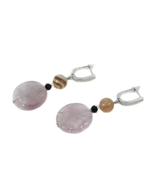 Exclusive earrings "Ministerka" Amethyst plate. stop, Agate