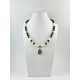 Exclusive necklace "Pectoral" Mother-of-pearl cube, Cat's eye, Druze green