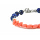 Exclusive bracelet "Princess Diana" lapis lazuli, coral tablet pink