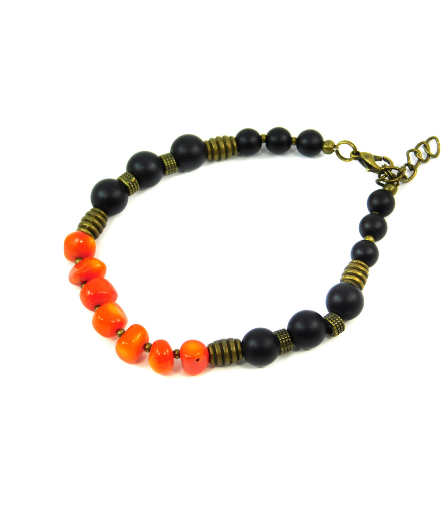 Exclusive bracelet "Feodosia" coral, shungite