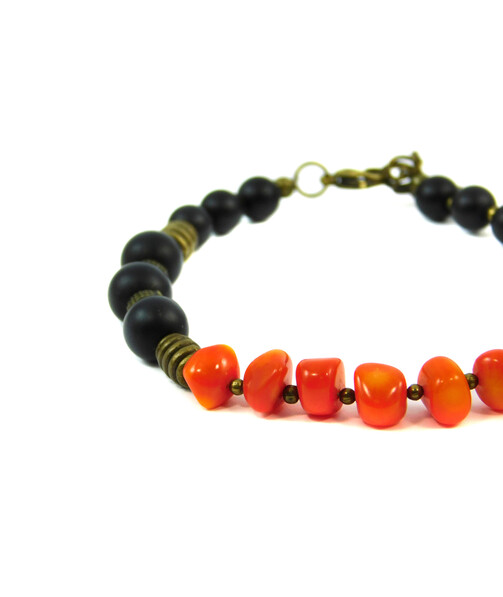 Exclusive bracelet "Feodosia" coral, shungite