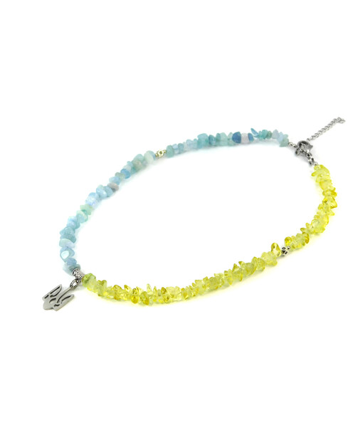 Exclusive necklace "Patriotic" Aquamarine, Citrine crumb