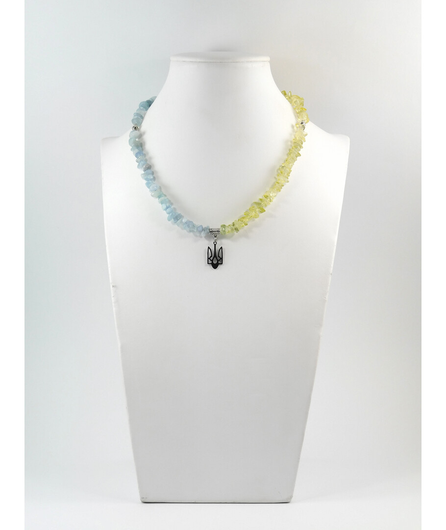 Exclusive necklace "Patriotic" Aquamarine, Citrine crumb