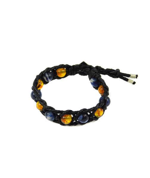 Exclusive leather bracelet "Arrest" Amber, Sodalite