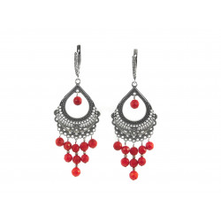 Exclusive earrings "Carmelita" Coral facet, silver