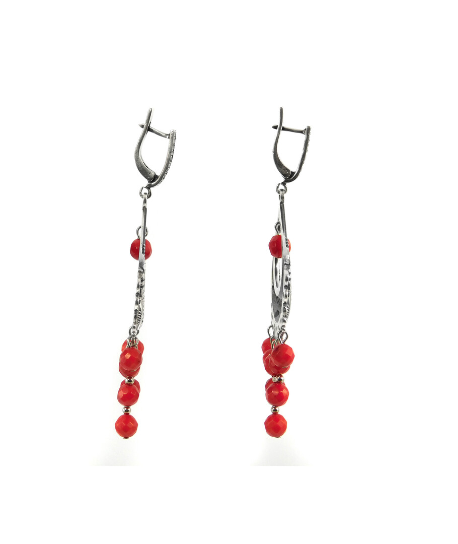 Exclusive earrings "Carmelita" Coral facet, silver