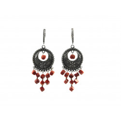 Exclusive earrings "Carmelita" Coral spongy cube, silver