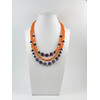 Exclusive necklace &quot;Currant&quot; Amethyst tablet facet, Coral orange rondel