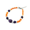 Exclusive bracelet &quot;Currant&quot; Amethyst tablet facet, Coral orange rondel