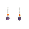 Exclusive earrings &quot;Smorodina&quot; Amethyst tablet, Coral orange rondel