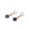 Exclusive earrings &quot;Smorodina&quot; Amethyst tablet, Coral orange rondel