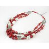 Exclusive necklace &quot;Plombir&quot; Coral galotvka, rondel, tube, Agate crumb, 3 rows