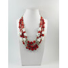 Exclusive necklace &quot;Plombir&quot; Coral galotvka, rondel, tube, Agate crumb, 3 rows