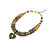 Exclusive necklace &quot;Amber Sky&quot; Sodalite, Amber, 2-row