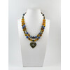 Exclusive necklace &quot;Amber Sky&quot; Sodalite, Amber, 2-row