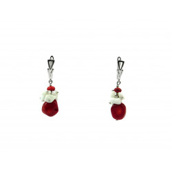 Exclusive earrings "Plombir" Coral, rondel, Agate crumb