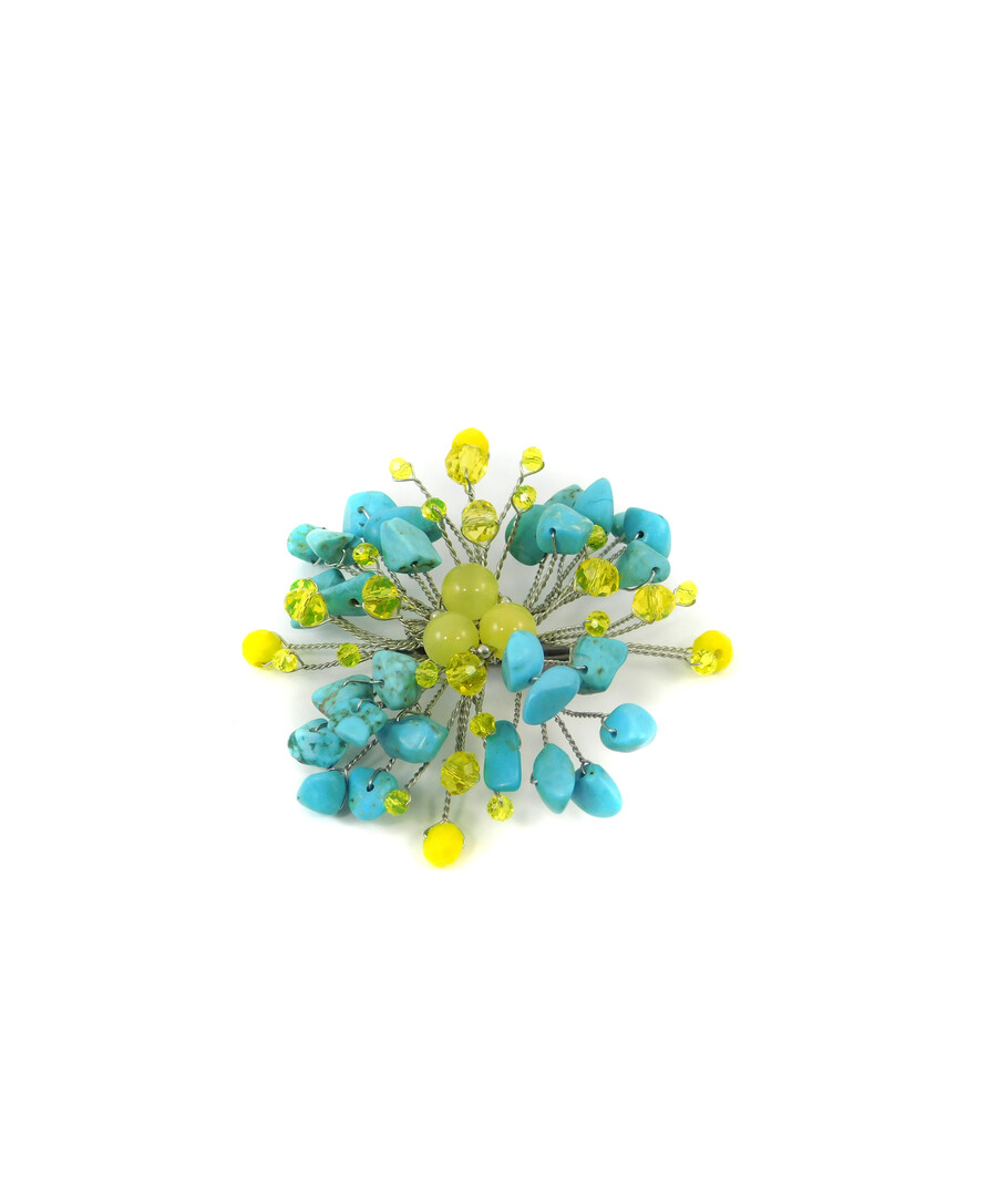 Exclusive brooch "Sky" Cat's eye, Turquoise crumb