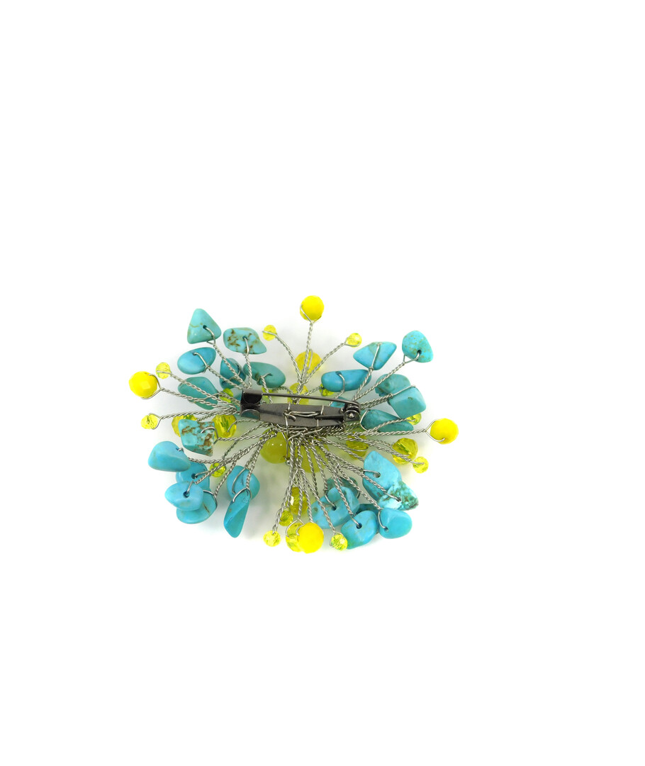 Exclusive brooch "Sky" Cat's eye, Turquoise crumb