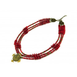 Exclusive necklace "Dava" Coral with zgarda, 3 rows