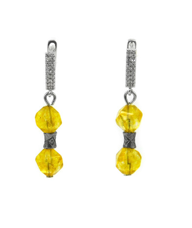 Exclusive earrings "Lemonade" Quartz facet