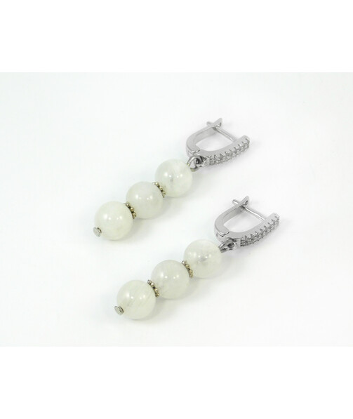 Exclusive earrings Adular (Moonstone) sphere