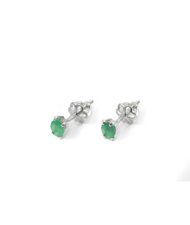 Emerald silver earrings