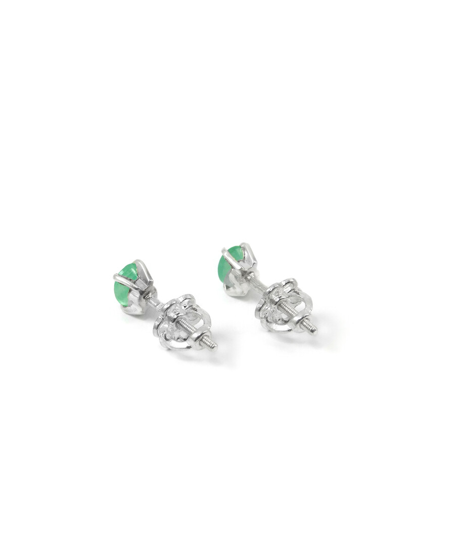 Emerald silver earrings