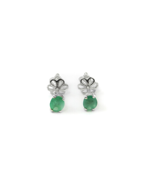 Emerald silver earrings