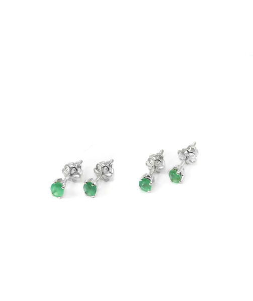 Emerald silver earrings