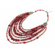 Exclusive necklace "Berta-Sofia" Coral, cut, rice, rondel, tube, 7 rows