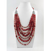 Exclusive necklace &quot;Berta-Sofia&quot; Coral, cut, rice, rondel, tube, 7 rows