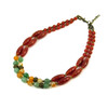 Exclusive necklace &quot;Initiation&quot; Carnelian, facet, Jade facet, Carnelian tube., 2 rows