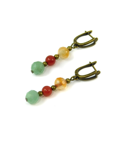 Exclusive earrings "Initiation" Carnelian, facet, Jade facet