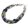 Exclusive necklace &quot;Jaffa&quot; Agate barrel, Fluorite, Amethyst, facet, 3rd