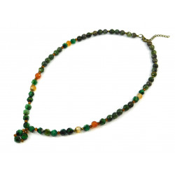 Exclusive necklace "Levant" Carnelian facet, rhond., Agate, Tiger's eye facet, 2 rows