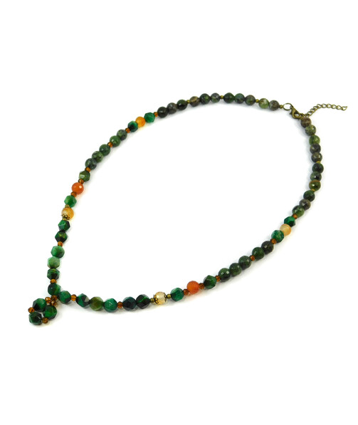 Exclusive necklace "Levant" Carnelian facet, rhond., Agate, Tiger's eye facet, 2 rows