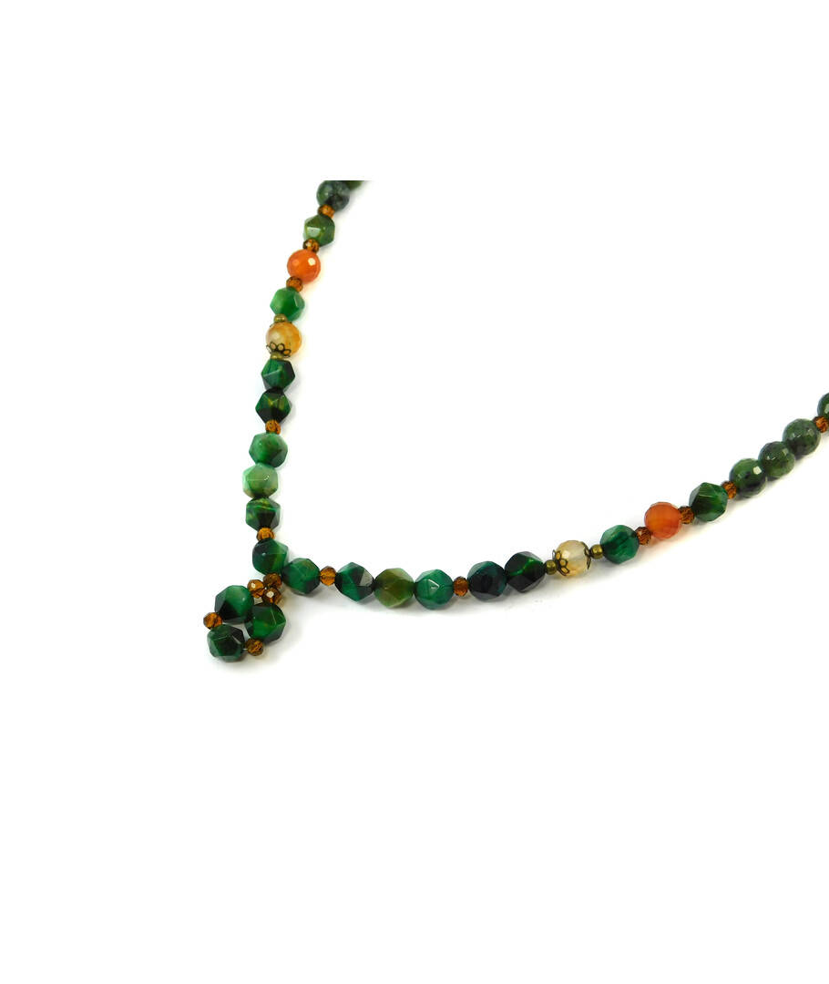 Exclusive necklace "Levant" Carnelian facet, rhond., Agate, Tiger's eye facet, 2 rows