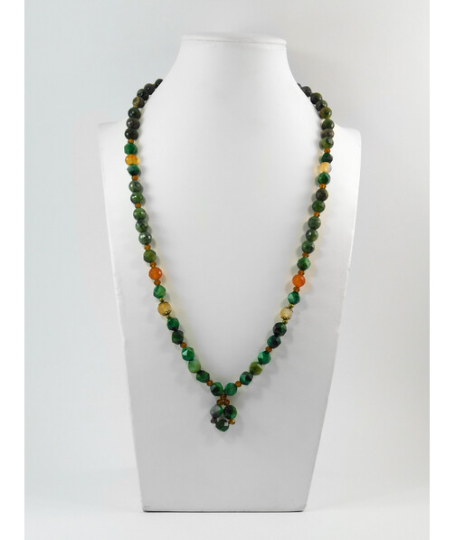 Exclusive necklace "Levant" Carnelian facet, rhond., Agate, Tiger's eye facet, 2 rows