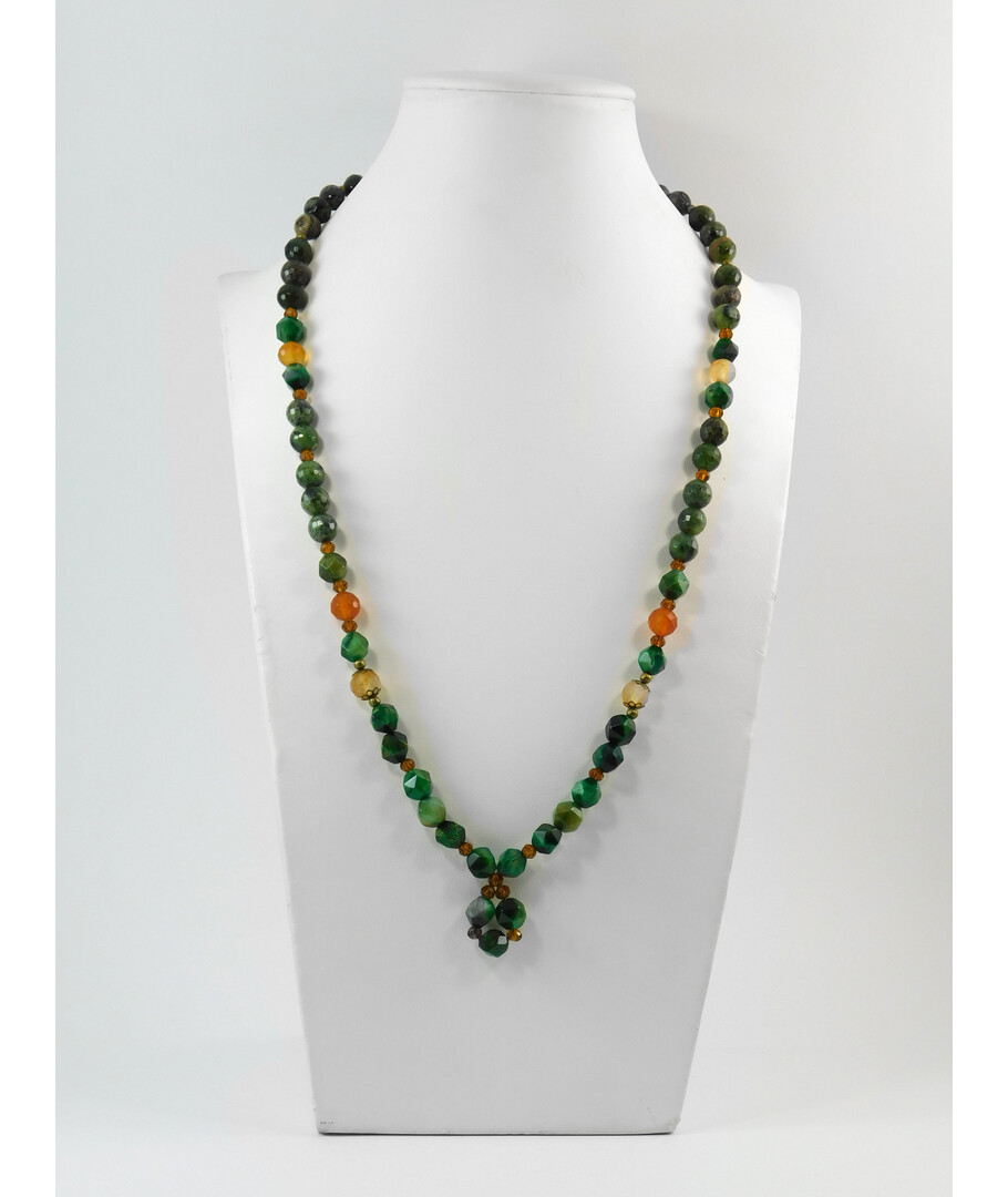 Exclusive necklace "Levant" Carnelian facet, rhond., Agate, Tiger's eye facet, 2 rows