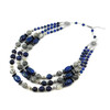 Exclusive necklace &quot;Bay&quot; Lapis lazuli, barrel, Jasper, Hematite rondel, 3 rows