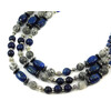 Exclusive necklace &quot;Bay&quot; Lapis lazuli, barrel, Jasper, Hematite rondel, 3 rows