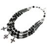 Exclusive necklace &quot;Anfisa&quot; Agate, Hematite rondel, 3 rows