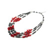 Exclusive necklace &quot;Peresvit&quot; Coral needle, crumb, Hematite, rondel, 3 rows