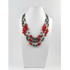 Exclusive necklace &quot;Peresvit&quot; Coral needle, crumb, Hematite, rondel, 3 rows