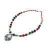 Exclusive necklace &quot;Etna&quot; Zoisite, Coral rice, galovka, Mother-of-pearl rondel