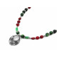 Exclusive necklace "Etna" Zoisite, Coral rice, galovka, Mother-of-pearl rondel