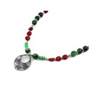 Exclusive necklace &quot;Etna&quot; Zoisite, Coral rice, galovka, Mother-of-pearl rondel